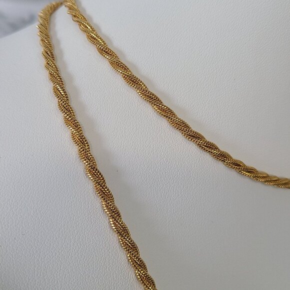 Monet Necklace Gold Tone Rope Wrap Chain Twisted - Picture 3 of 11